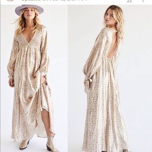 New XS free people luxalina dress metallic silk maxi